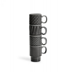 Coffee & More Espressobecher, 4-teilig Grau