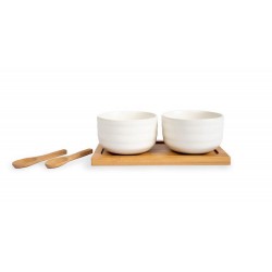 Ellen Schüssel-Set mit Löffeln, gebrochenes Weiß/Braun