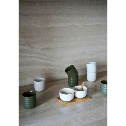 Ellen Schüssel-Set mit Löffeln, gebrochenes Weiß/Braun