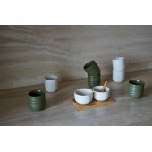Ellen Schüssel-Set mit Löffeln, gebrochenes Weiß/Braun