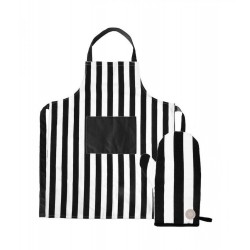 Aron Schürze und Grillhandschuh-Set Schwarz/Beige