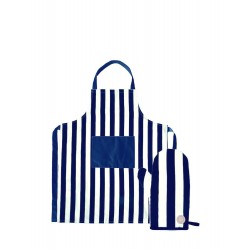 Aron Schürze und Grillhandschuh-Set Blau/Beige
