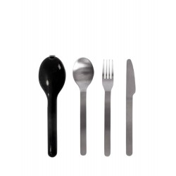 To-go-Besteck, 3-tlg./Set Schwarz/Silber