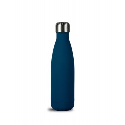 Nils Stahlflasche mit gummierter Oberfläche in Blau