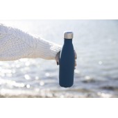 Nils Stahlflasche mit gummierter Oberfläche in Blau