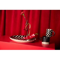 Becher Swirl Schwarz/Beige