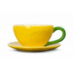 Tasse und Teller Zitronengelb