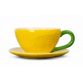 Tasse und Teller Zitronengelb