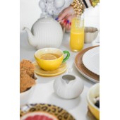 Tasse und Teller Zitronengelb