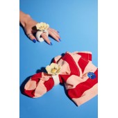 Serviette Leya gestreift 2 Stück/Set Rot/Rosa