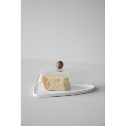 Natur-Käseglocke Klar/weiß/braun