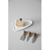 Naturkäse-Set, 3-teilig Silber/Braun