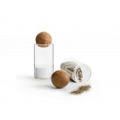 Nature Salz- und Pfefferset mit Eichenstopfen, 2-teilig, klar/braun