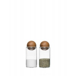 Nature Salz- und Pfefferset mit Eichenstopfen, 2-teilig, klar/braun